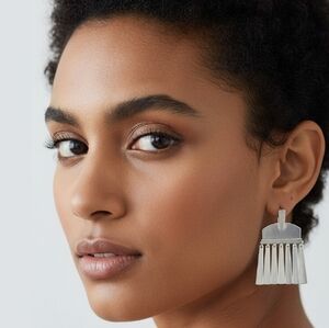 Kendra Scott Layne Metal Fringe Statement Earrings Silver Tone